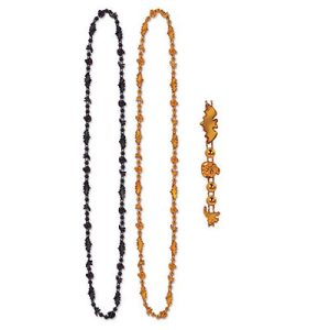 Beistle 00147 2 Count Assorted, 36-Inch, Black and Orange Halloween Beads